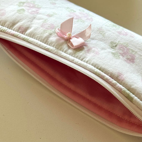 Flat Pink Rose Pencil Pouch