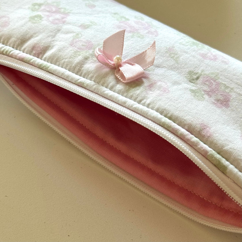 Flat Pink Rose Pencil Pouch