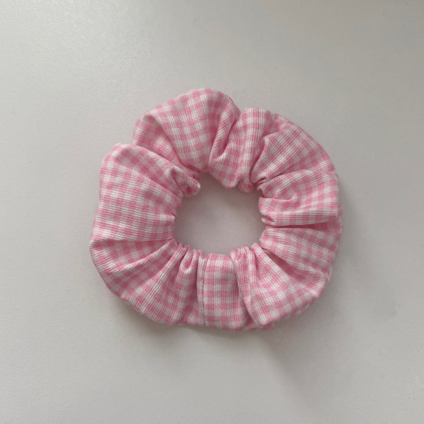 Pink Gingham Cotton Scrunchie