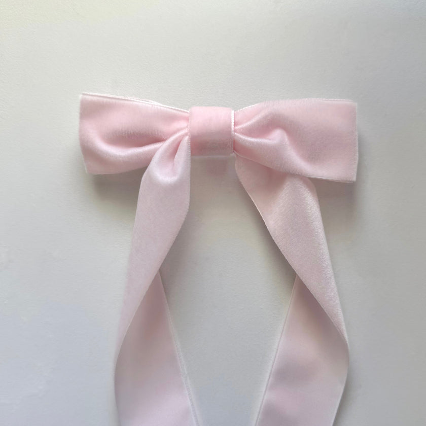 Ballet Pink Velvet Hair Bow Clip