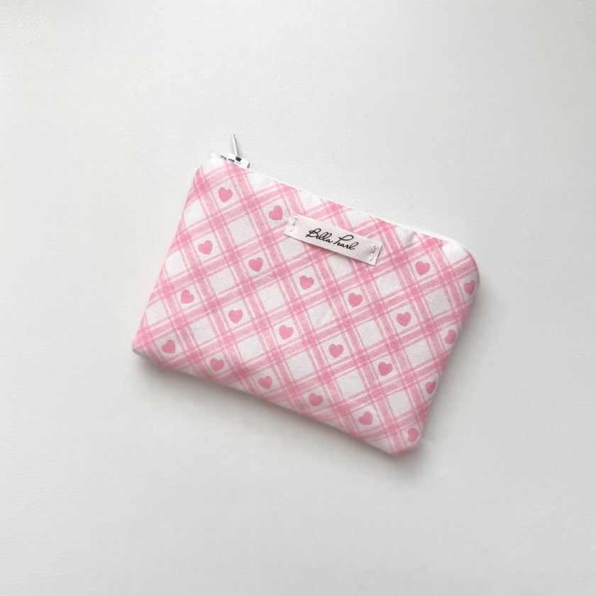 Heart Plaid Coin Pouch