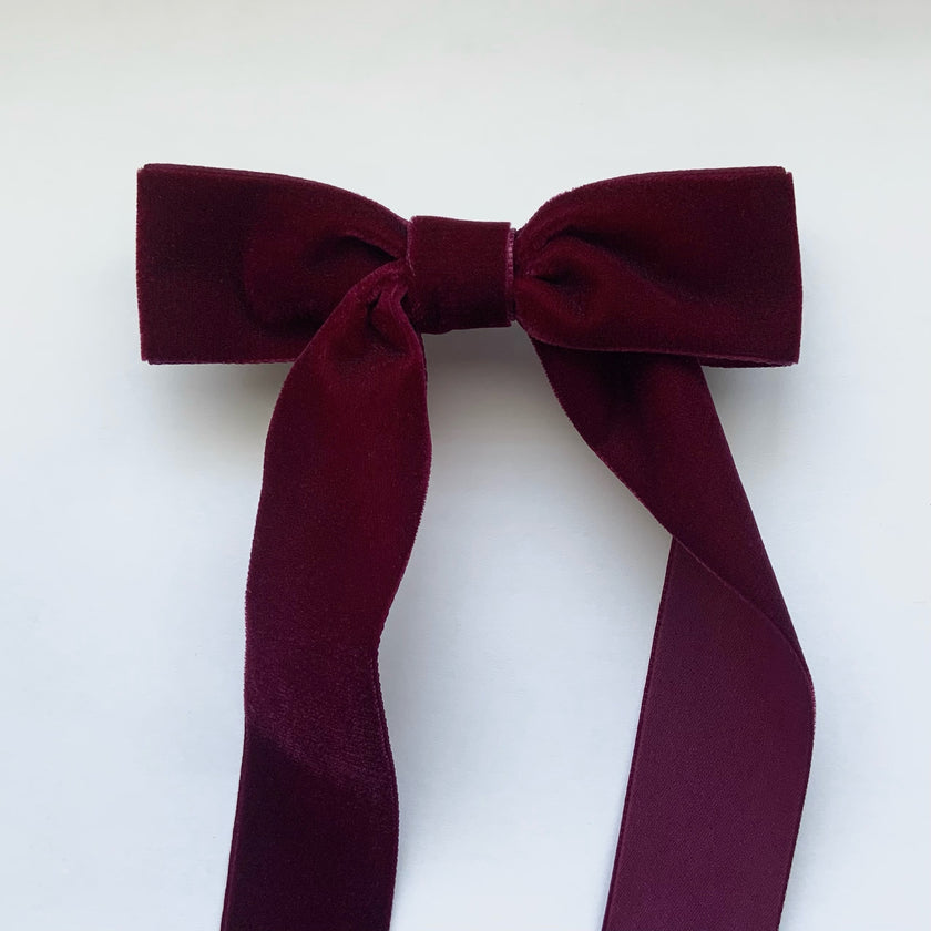 Mulberry Velvet Hair Bow Clip