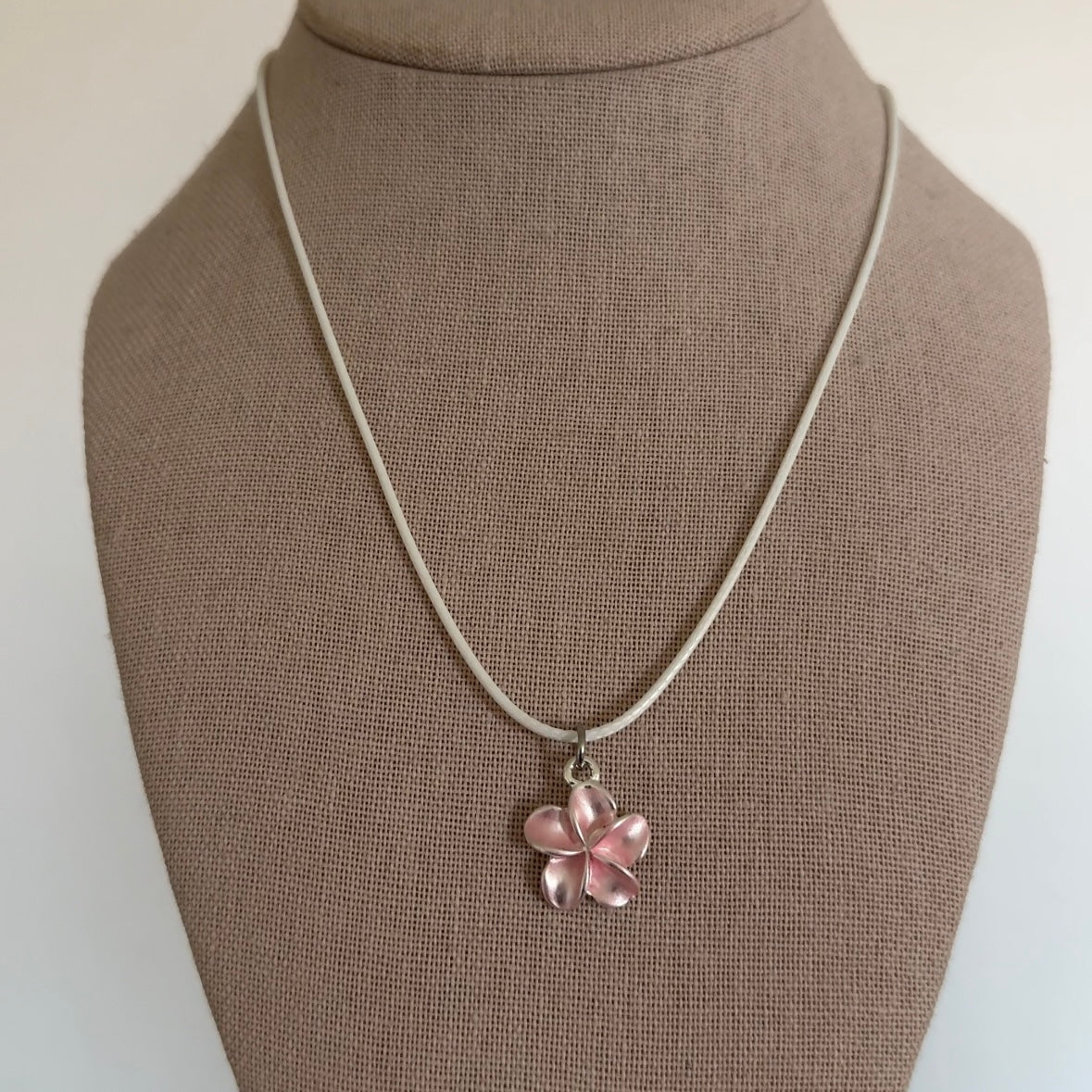 Pink Pearl Plumeria Cord Necklace