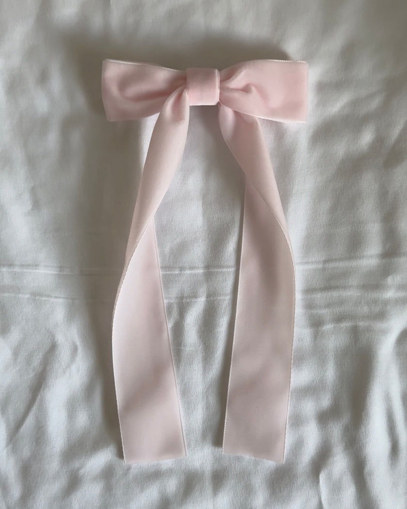 Ballet Pink Velvet Hair Bow Clip