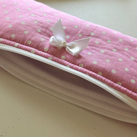 Flat Bright Pink Polka Dot Pencil Pouch