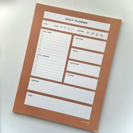 Daily Planner Notepad in Burnt Orange