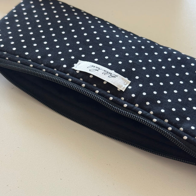 Flat White Polka Dot Pencil Pouch