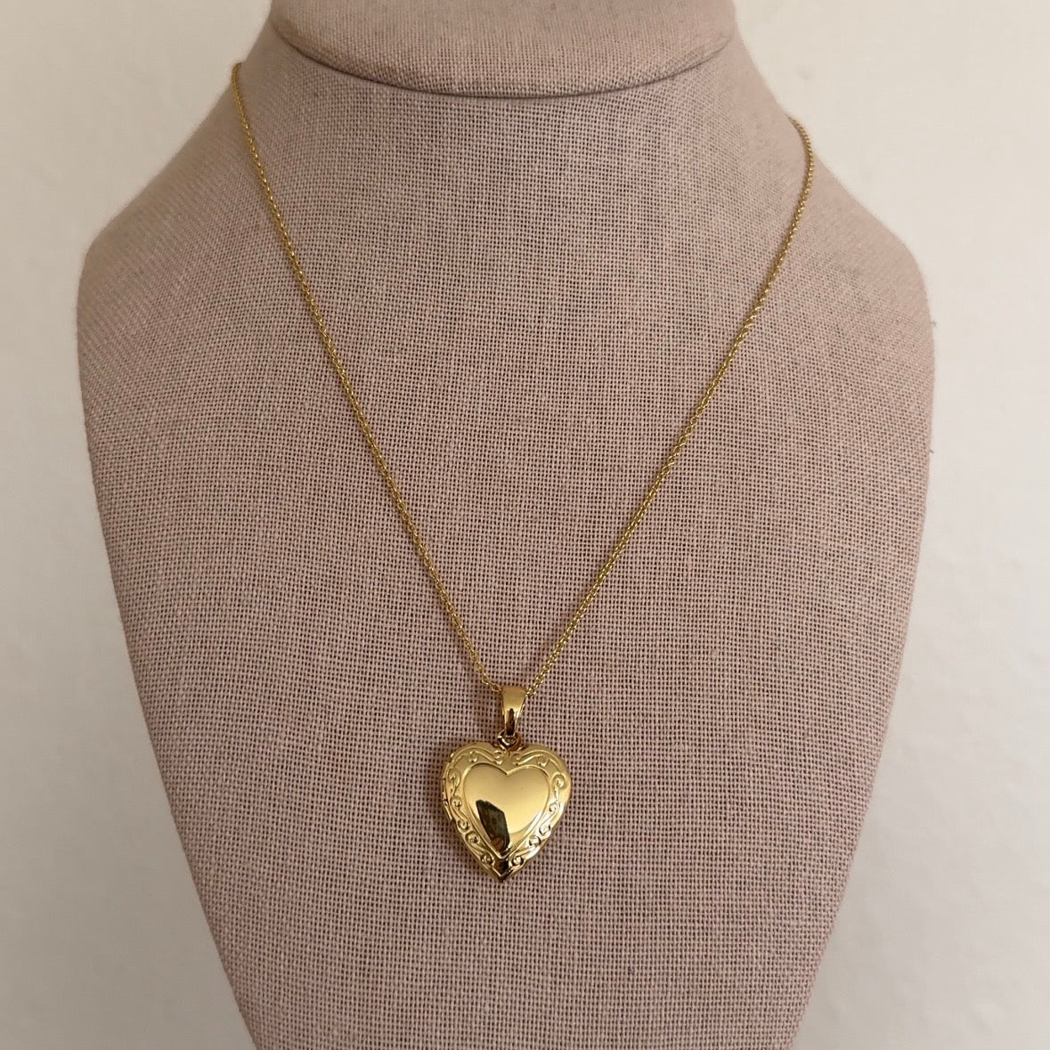 Gold Medium Heart Locket Necklace