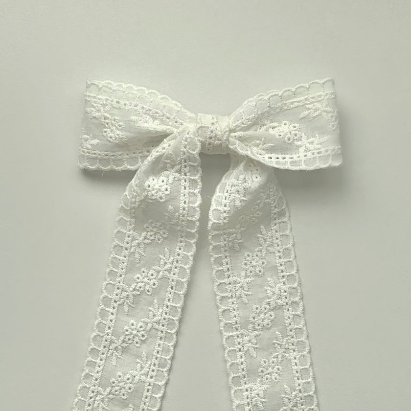 Dove Eyelet Hair Bow Clip
