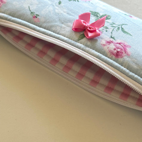 Flat Blue French Floral Pencil Pouch