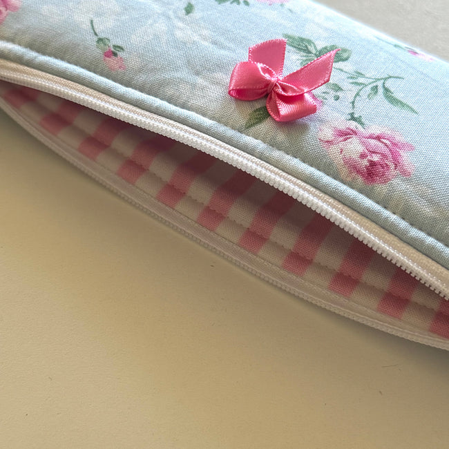 Flat Blue French Floral Pencil Pouch