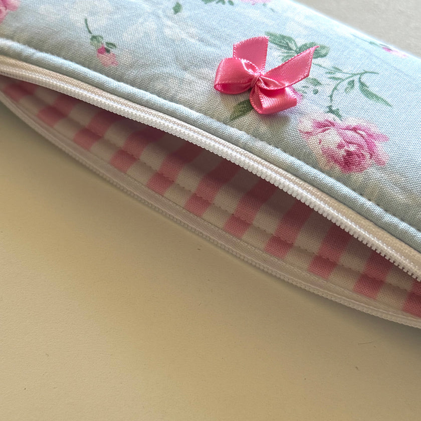 Flat Blue French Floral Pencil Pouch
