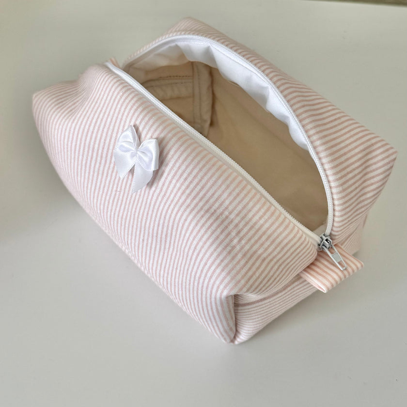 Small Blush Stripes Makeup Bag
