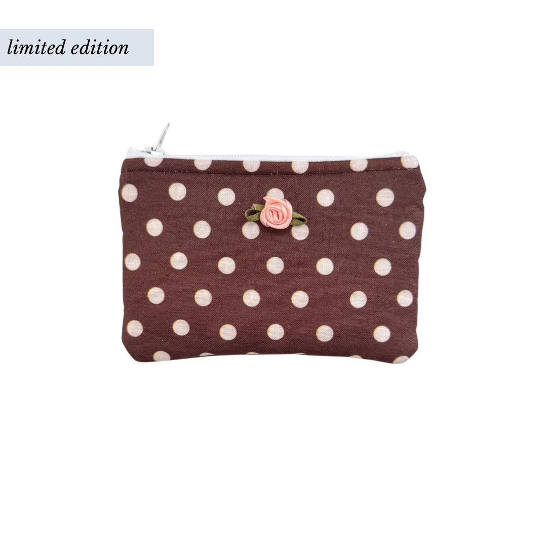 Brown Polka Dot Coin Pouch