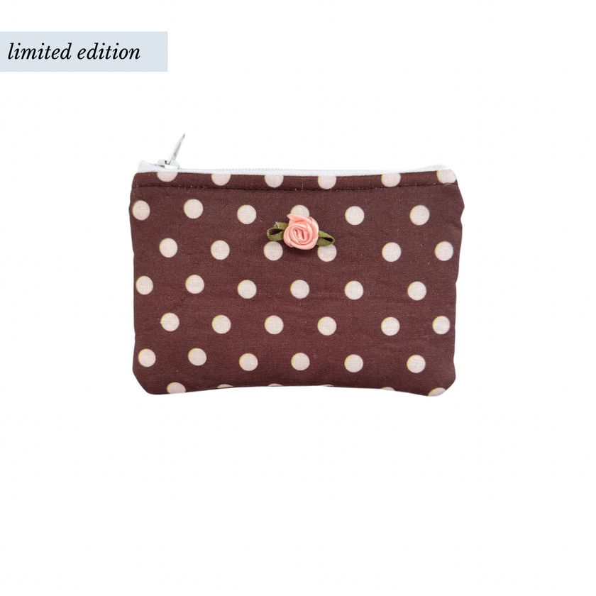 Brown Polka Dot Coin Pouch