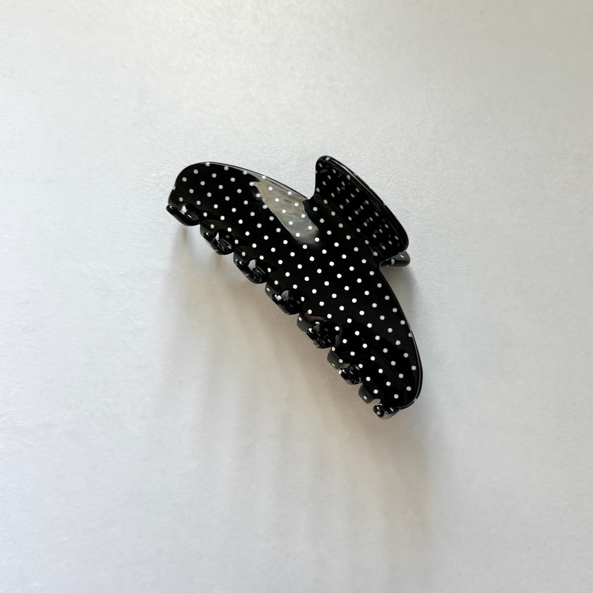Jet Black Polka Hair Claw