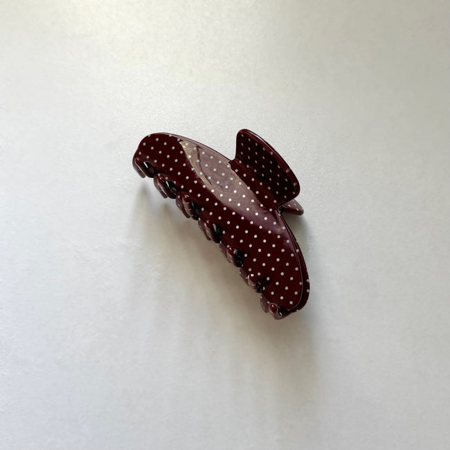 Bordeaux Polka Hair Claw