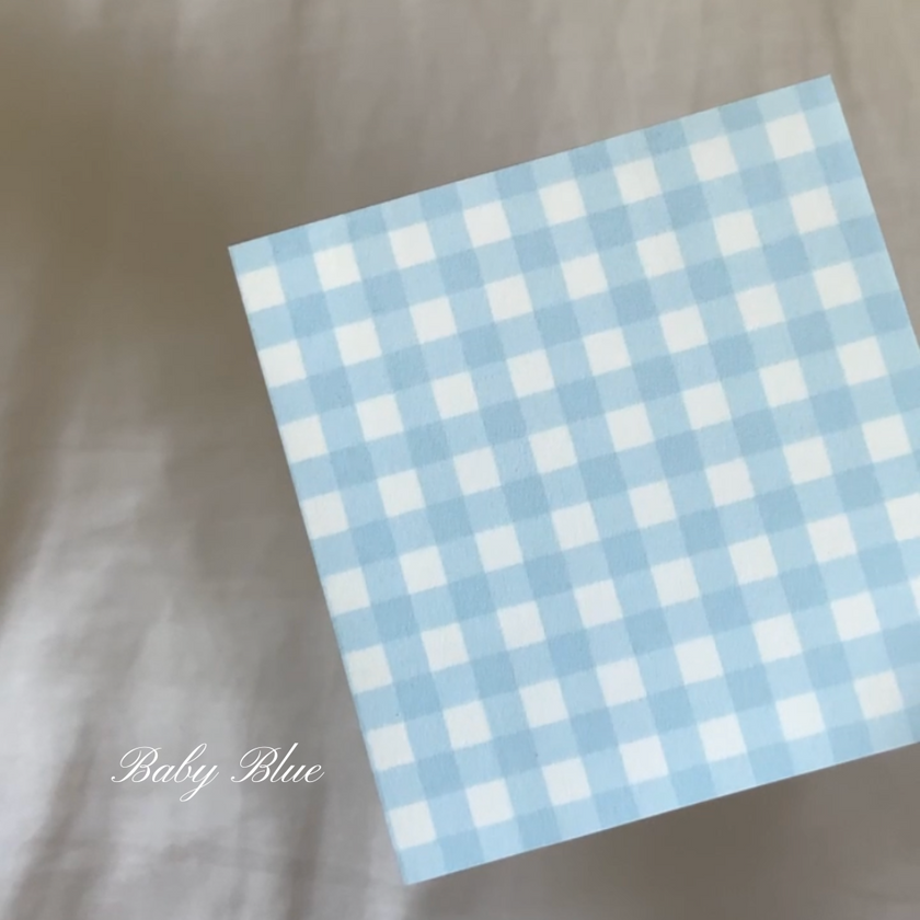 Gingham Sticky Notes in Baby Blue