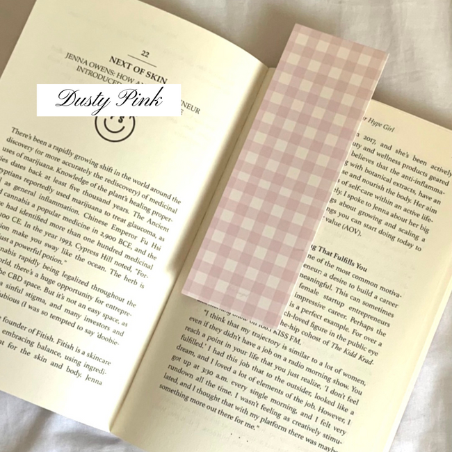 Gingham Bookmark in Dusty Pink