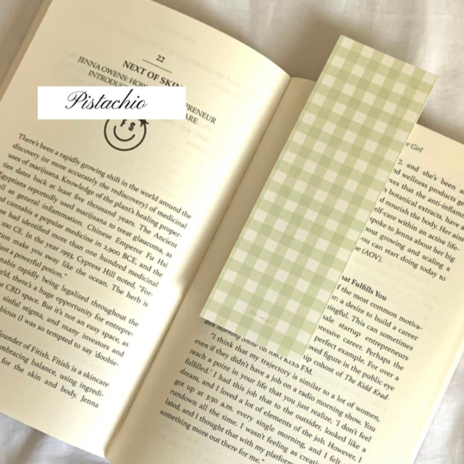 Gingham Bookmark in Pistachio