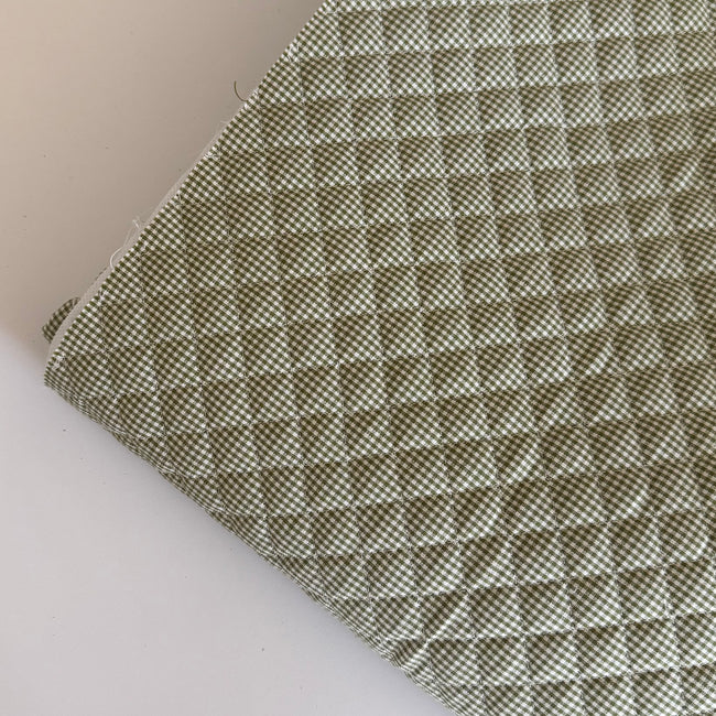 2 YDS - Green Pre-Quilted Gingham Fabric