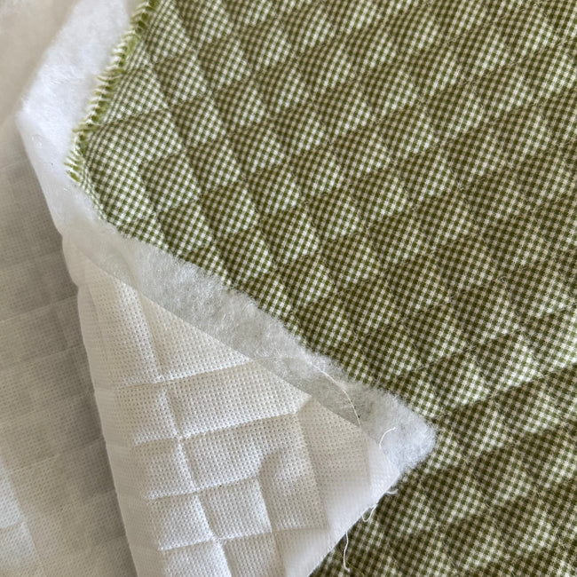 2 YDS - Green Pre-Quilted Gingham Fabric