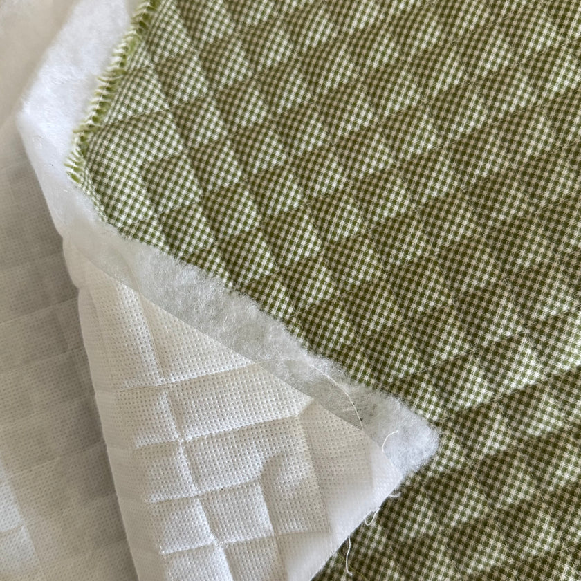 2 YDS - Green Pre-Quilted Gingham Fabric