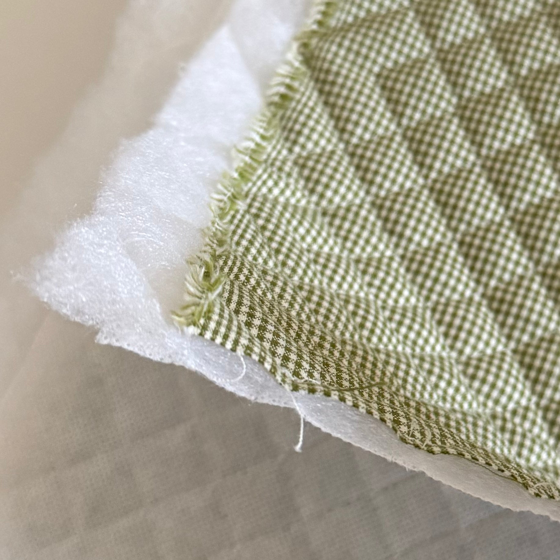2 YDS - Green Pre-Quilted Gingham Fabric