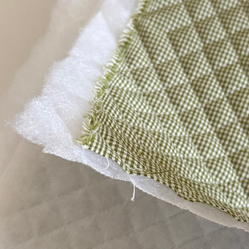 2 YDS - Green Pre-Quilted Gingham Fabric
