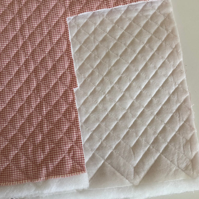 1 YD - Red/Pink Pre-Quilted Cotton Fabric