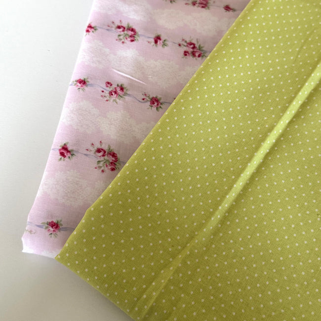 Remnant Pink & Green Fabric Pack of 2