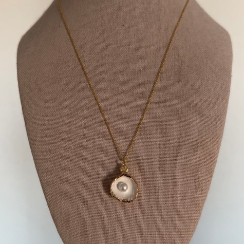 Gold Sea Shell Pearl Necklace