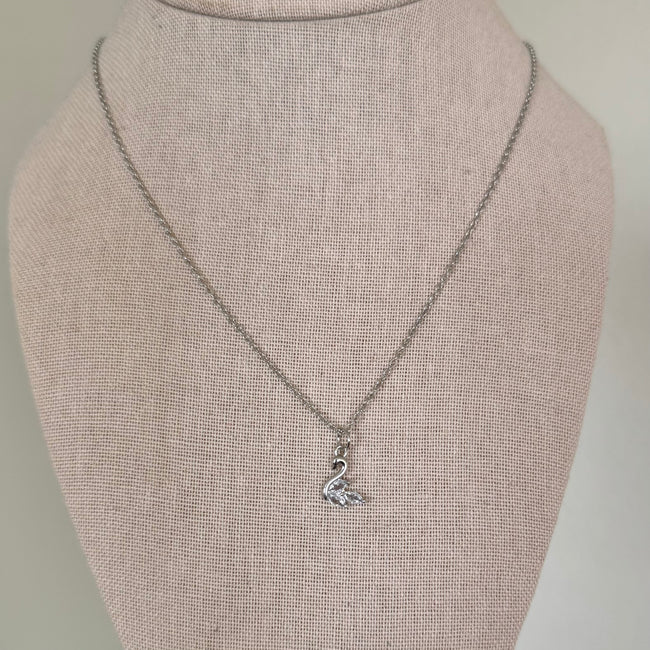 Silver Micro Swan Necklace