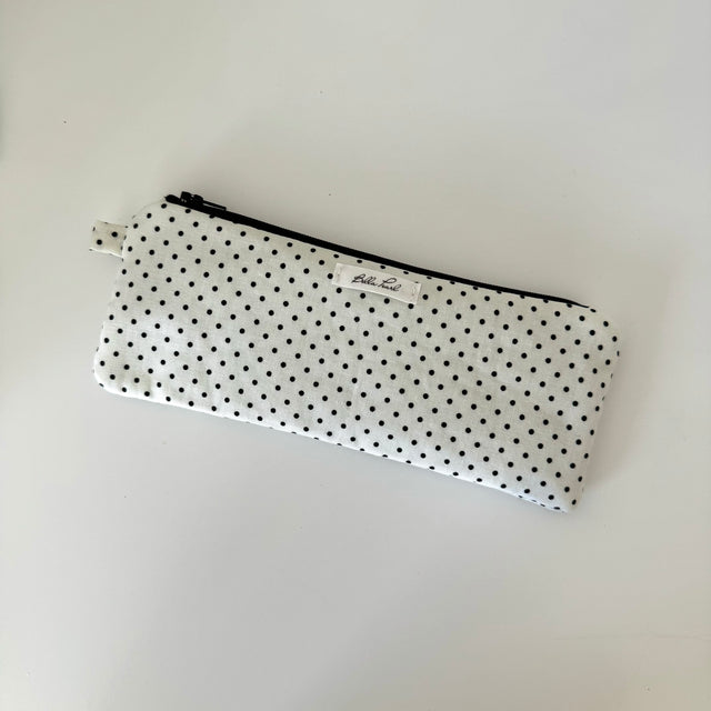 Flat Black Polka Dot Pencil Pouch (Pre-Order)