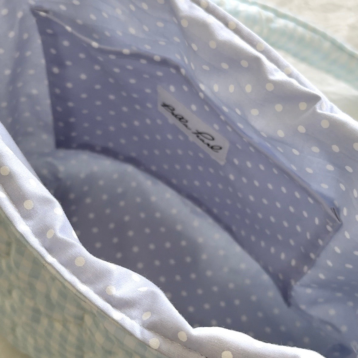 Blue Gingham Quilted Tote Bag