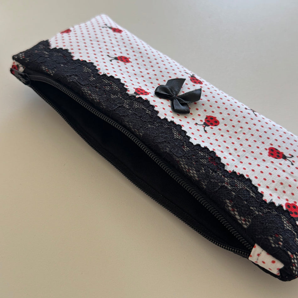 Flat Lace Ladybug Pencil Pouch