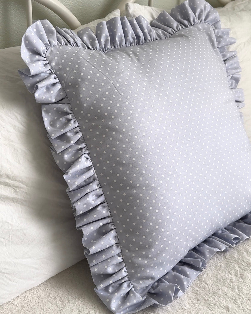 Manor Blue Polka Dot Ruffle Pillow Case
