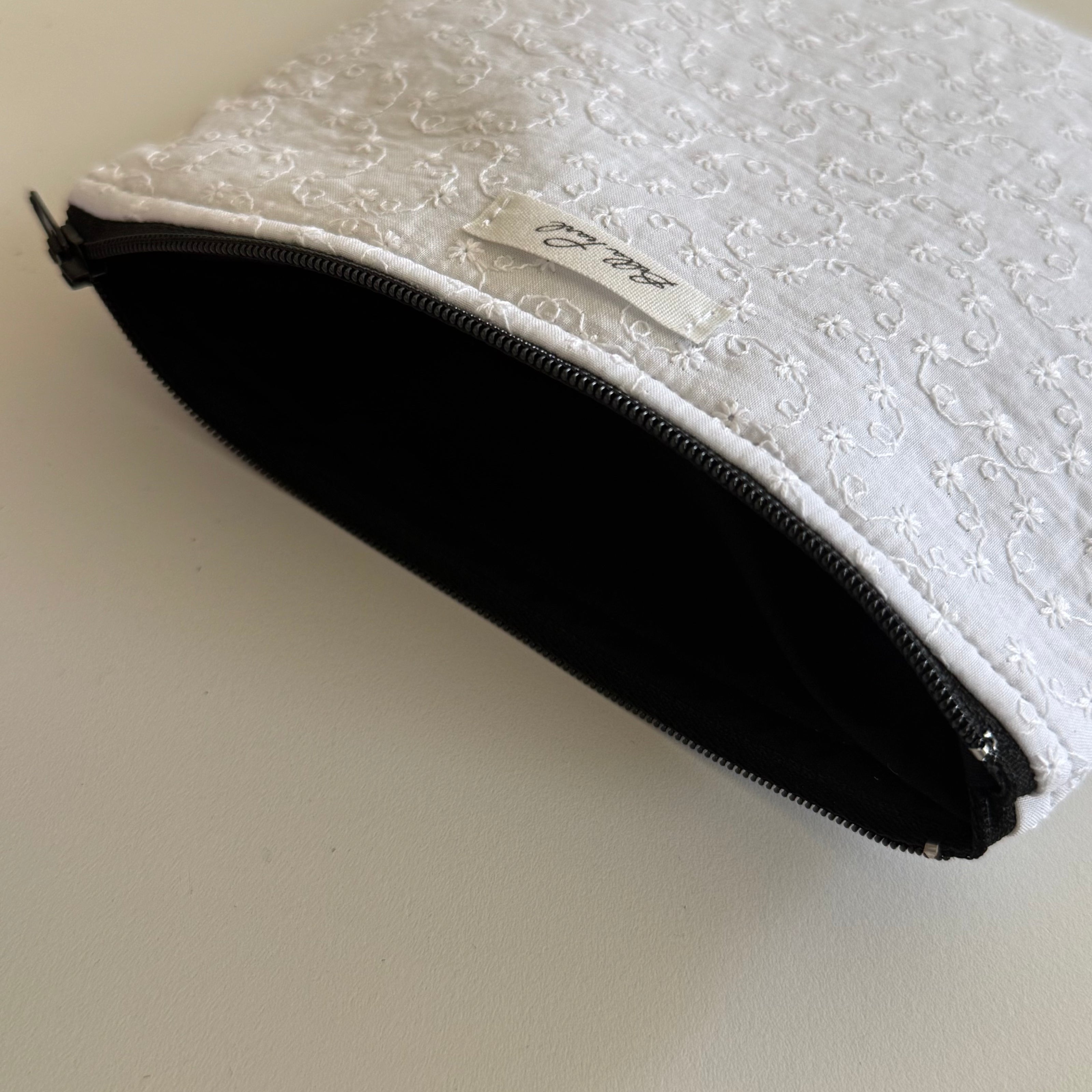 White Embroidered Pouch