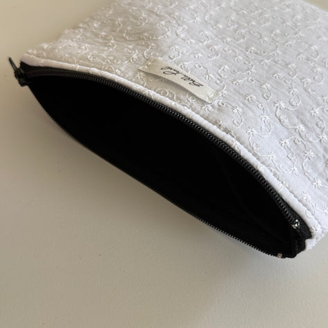 White Embroidered Pouch