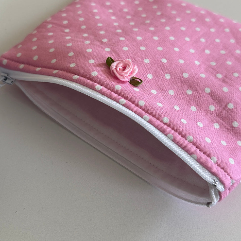 Bright Pink Polka Dot Pouch