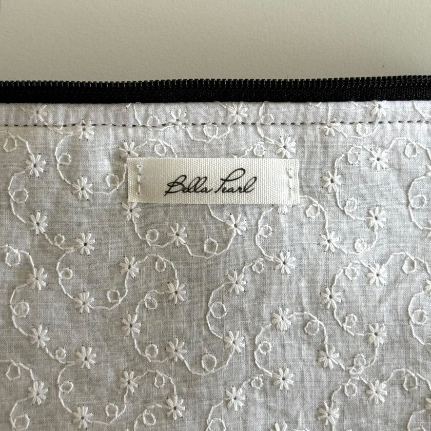 White Embroidered Pouch