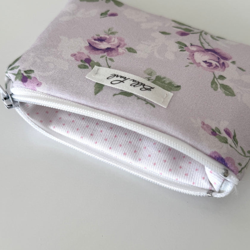 Purple French Floral Coin Pouch