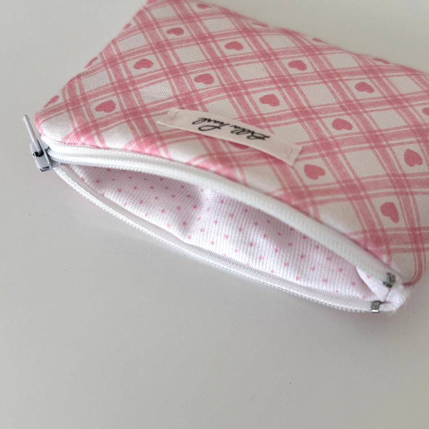 Heart Plaid Coin Pouch