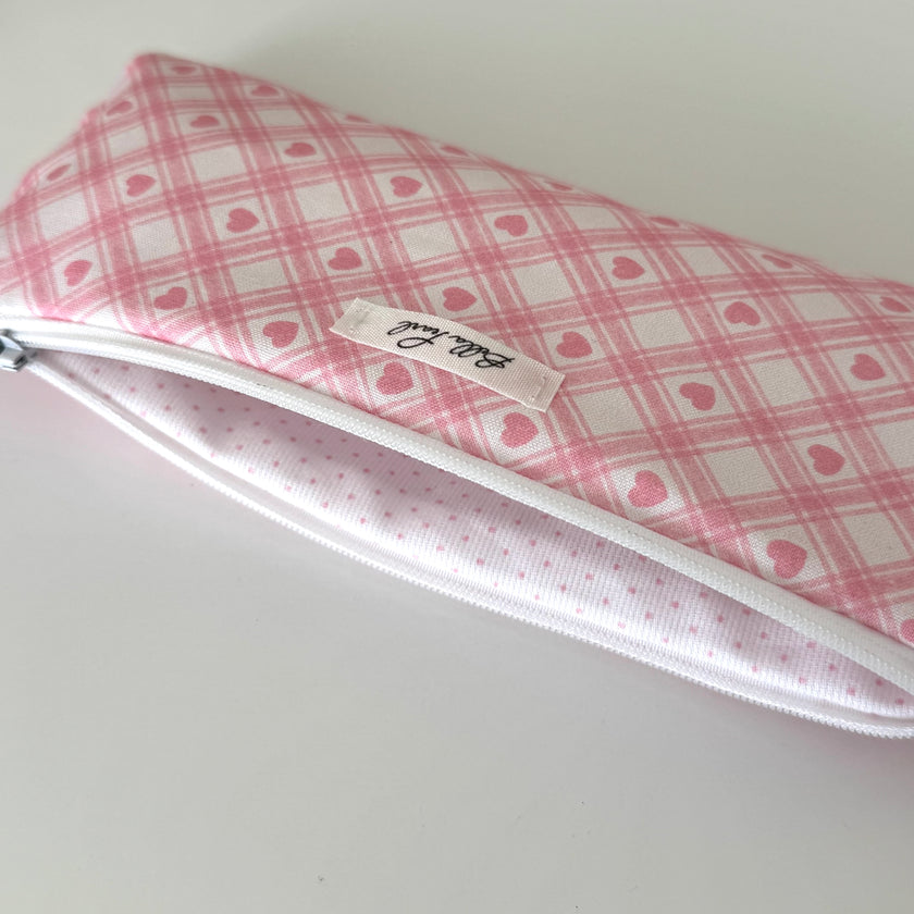 Flat Heart Plaid Pencil Pouch