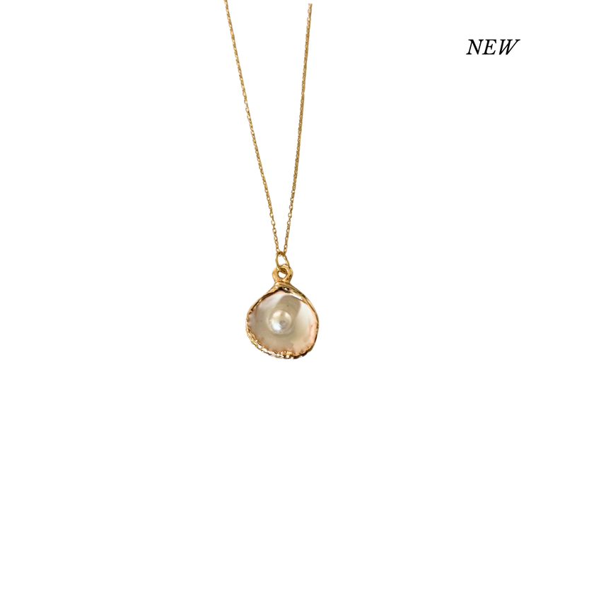 Gold Sea Shell Pearl Necklace