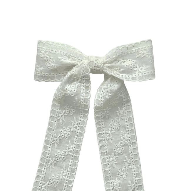 Dove Eyelet Hair Bow Clip