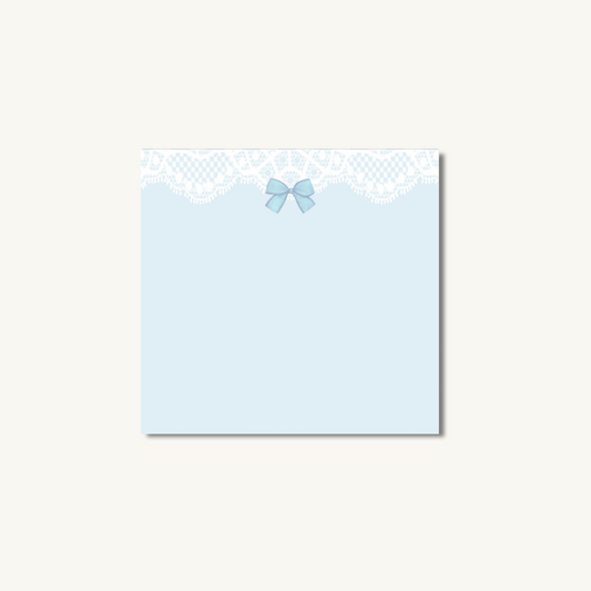Blue Lace Bow Sticky Notes