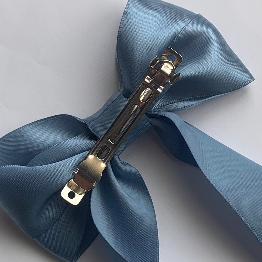 Steel Blue Coraline Hair Bow Clip