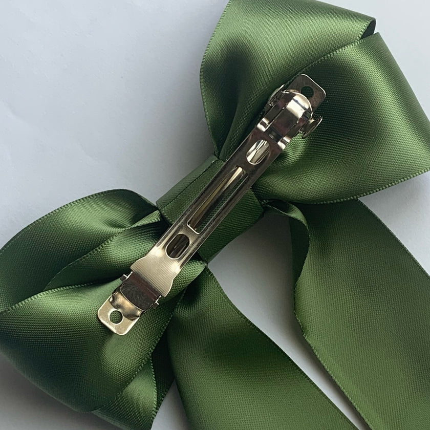 Olive Coraline Hair Bow Clip