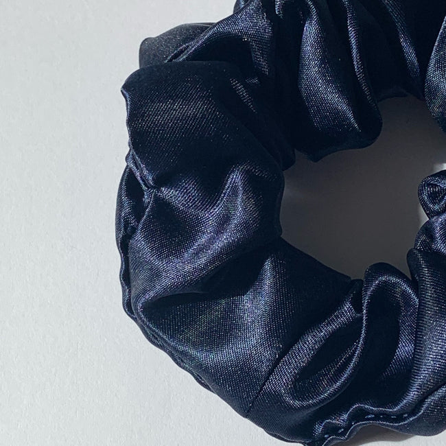 Navy Satin Scrunchie